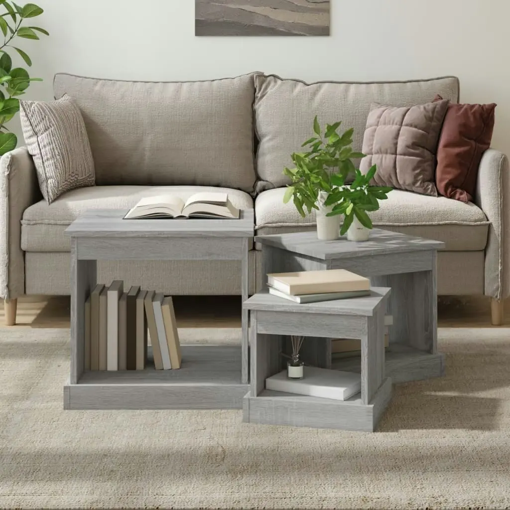 Coffee Tables 3 pcs Grey Sonoma Engineered Wood 816494