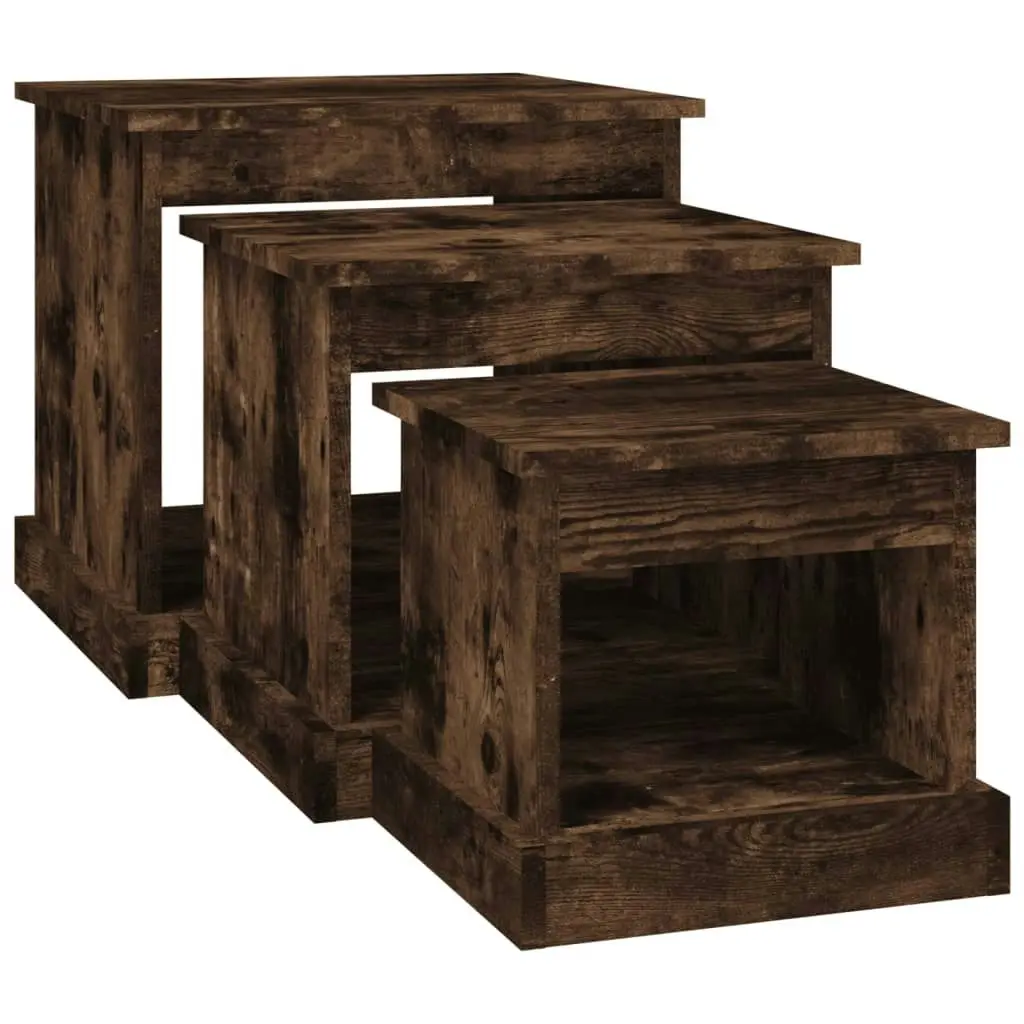 Coffee Tables 3 pcs Smoked Oak Engineered Wood 816493