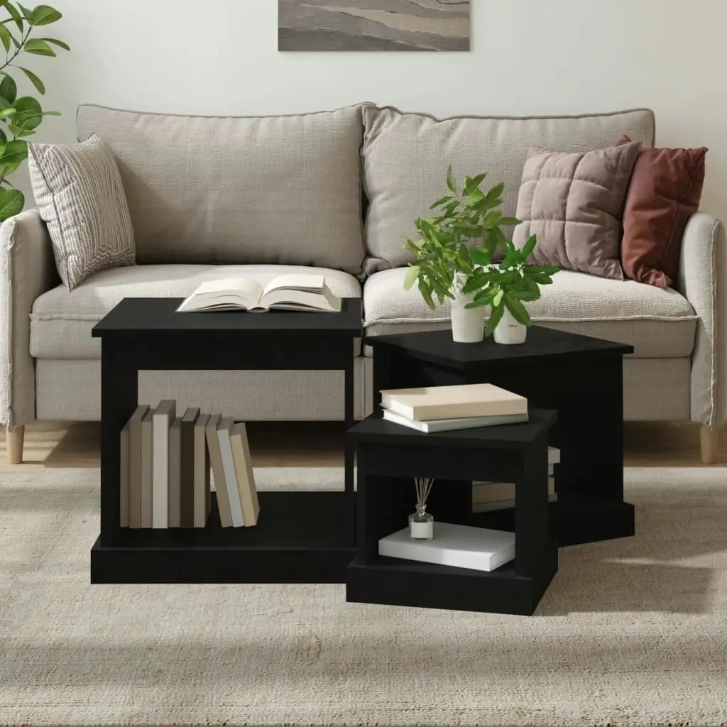 Coffee Tables 3 pcs Black Engineered Wood 816489