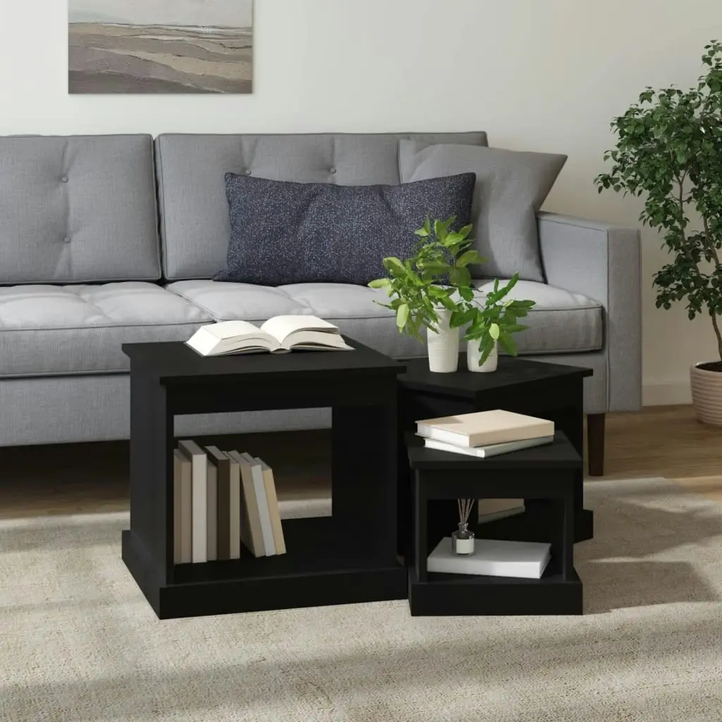 Coffee Tables 3 pcs Black Engineered Wood 816489