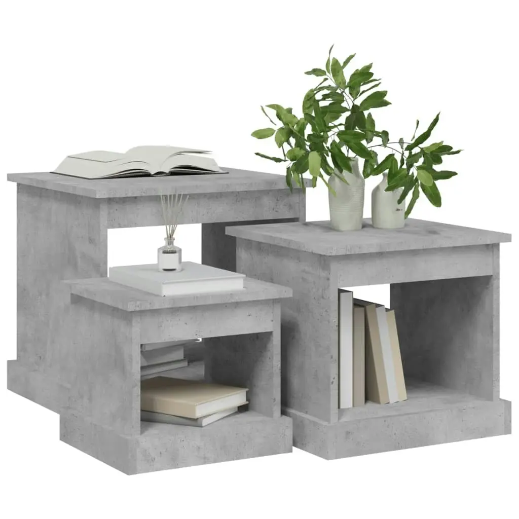 Coffee Tables 3 pcs Concrete Grey Engineered Wood 816492