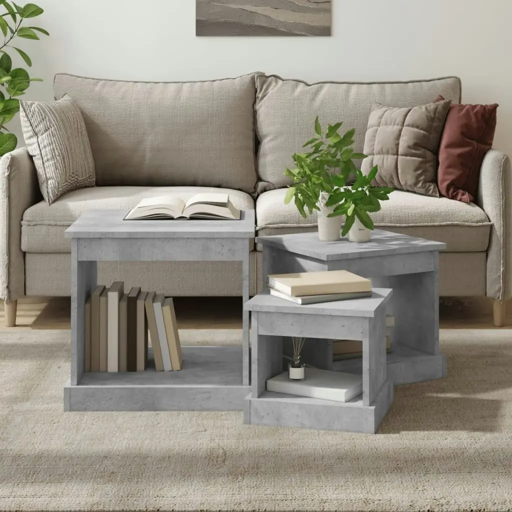 Coffee Tables 3 pcs Concrete Grey Engineered Wood 816492