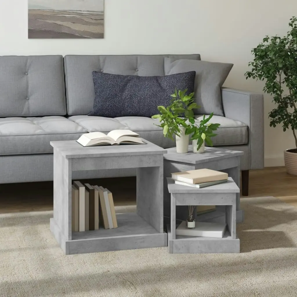 Coffee Tables 3 pcs Concrete Grey Engineered Wood 816492