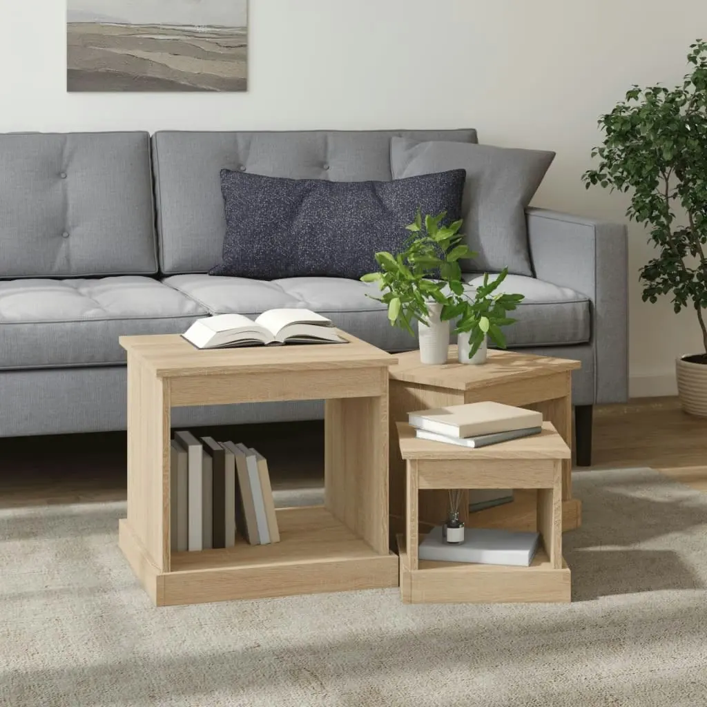 Coffee Tables 3 pcs Sonoma Oak Engineered Wood 816491