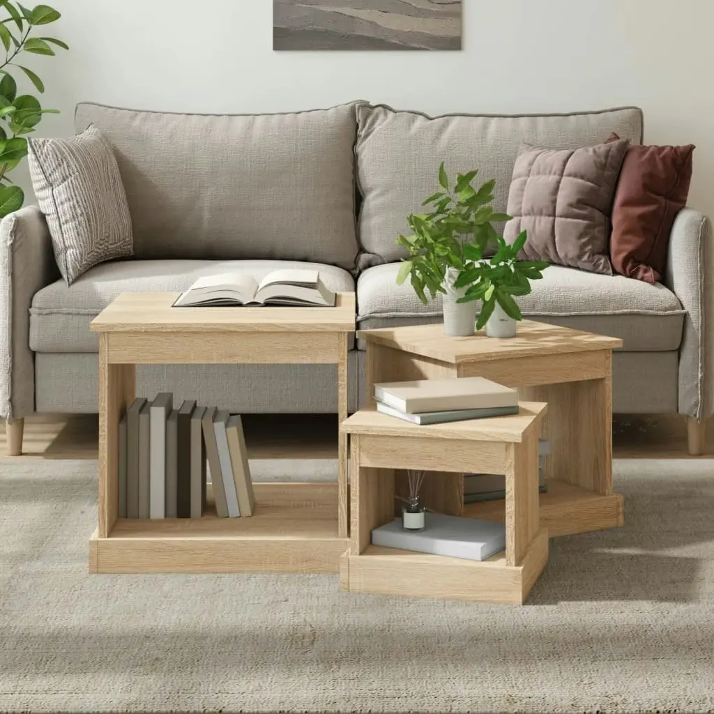 Coffee Tables 3 pcs Sonoma Oak Engineered Wood 816491