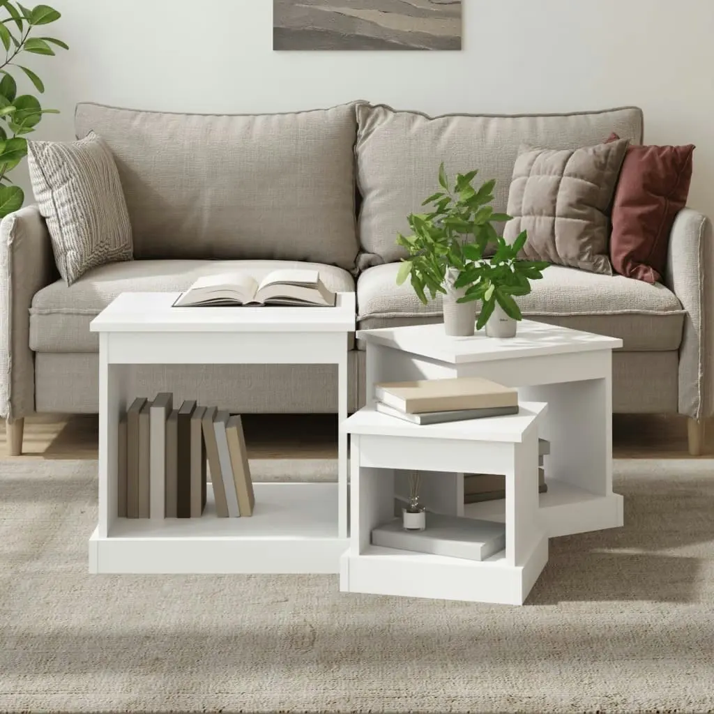 Coffee Tables 3 pcs White Engineered Wood 816488