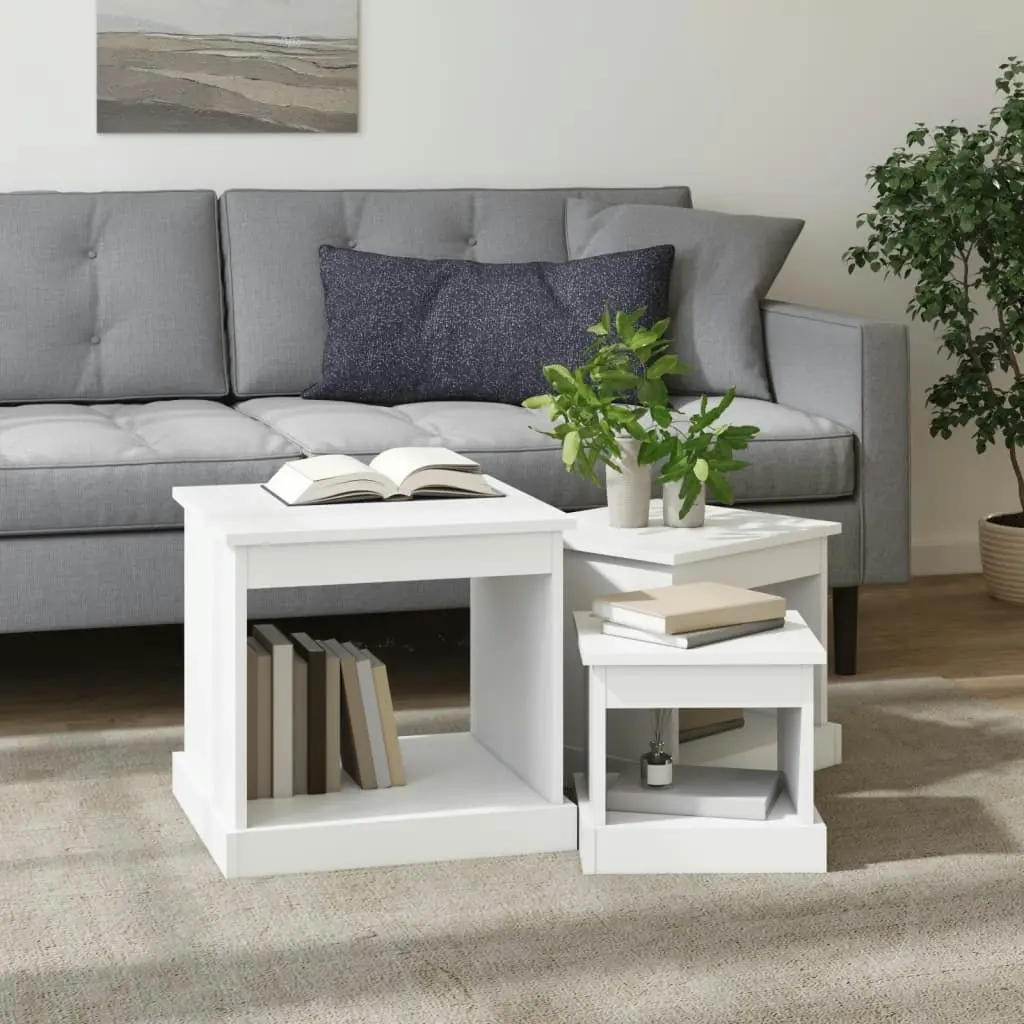 Coffee Tables 3 pcs White Engineered Wood 816488