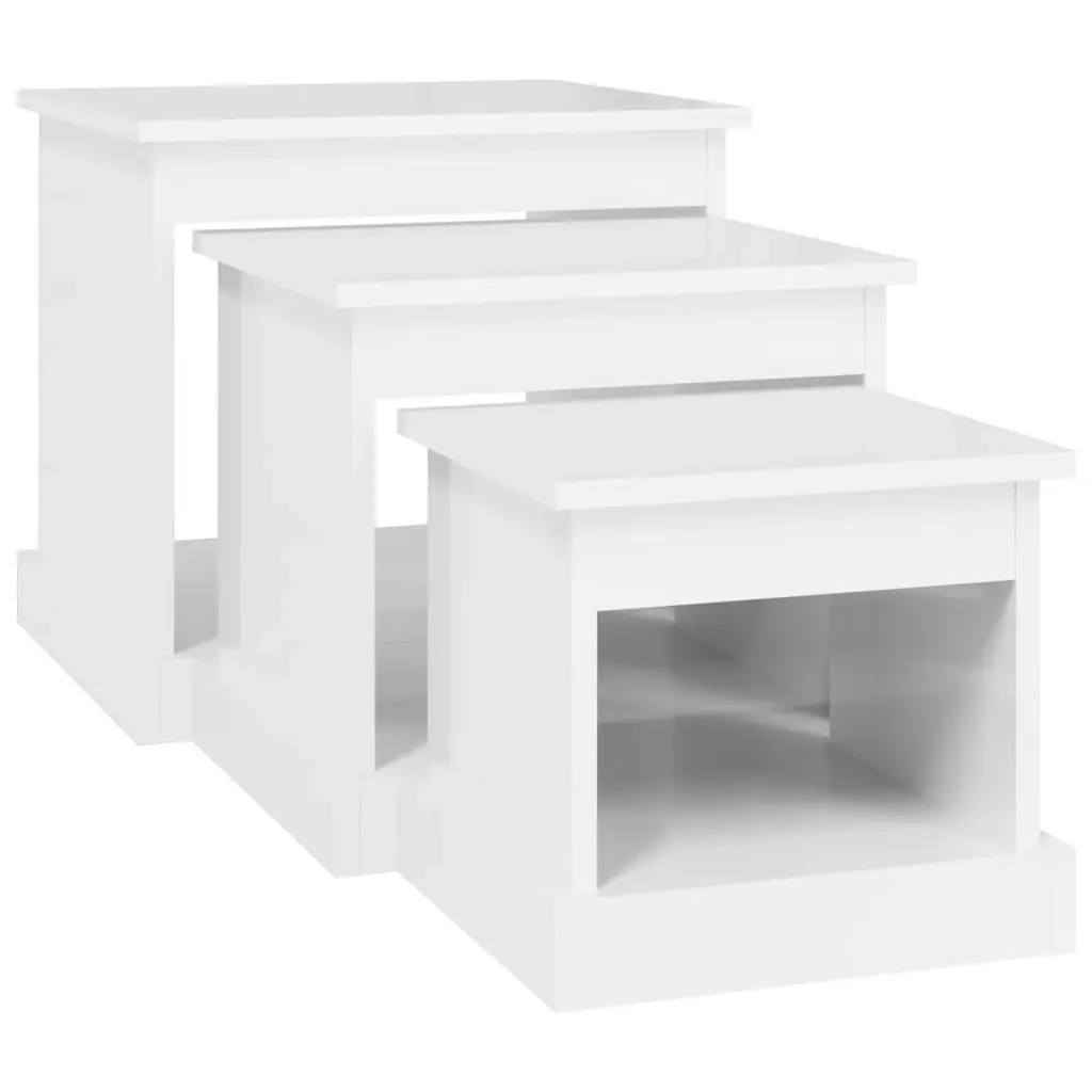 Coffee Tables 3 pcs High Gloss White Engineered Wood 816490