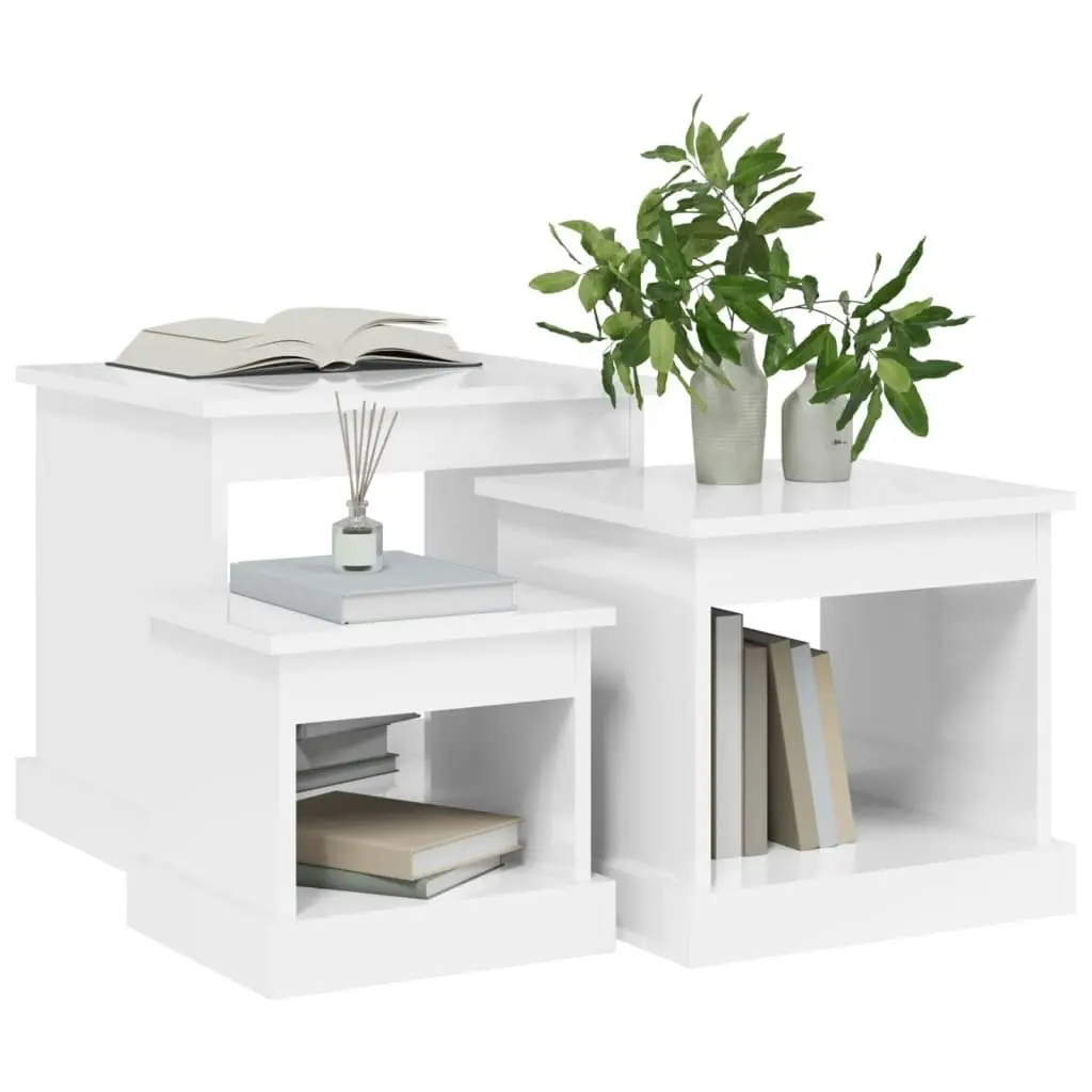 Coffee Tables 3 pcs High Gloss White Engineered Wood 816490