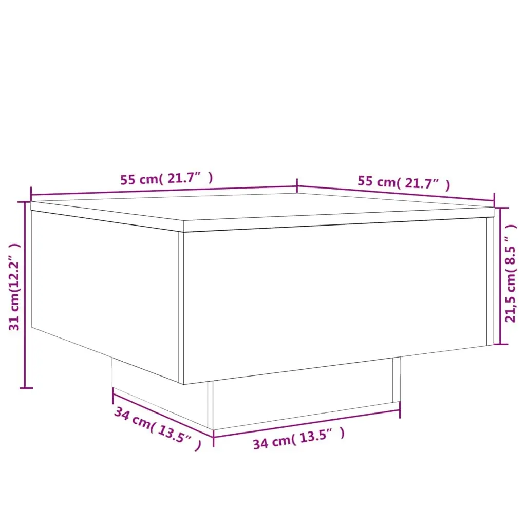 Coffee Table with LED Lights Black 55x55x31 cm 836575