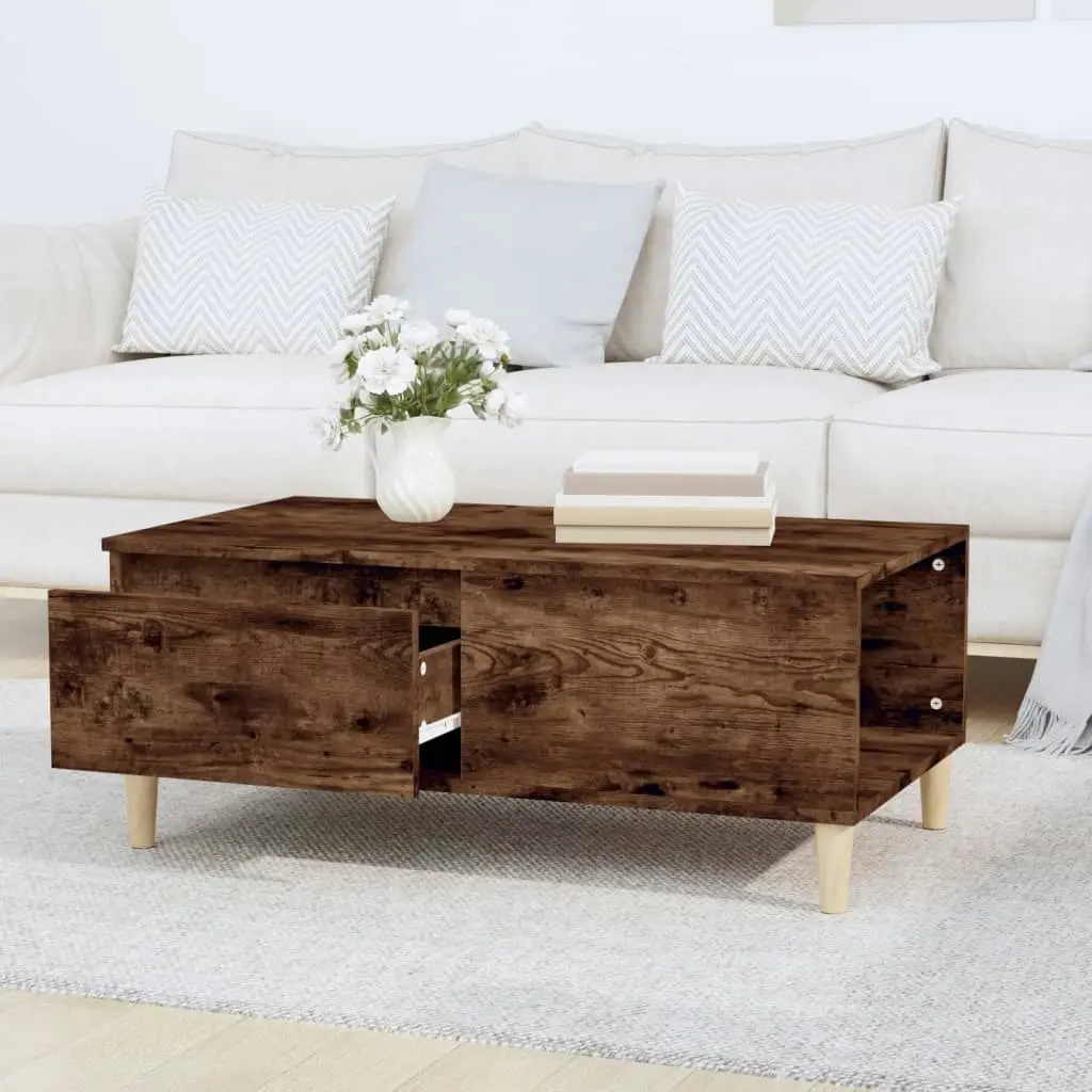 Coffee Table Smoked Oak 90x50x36.5 cm Engineered Wood 821113