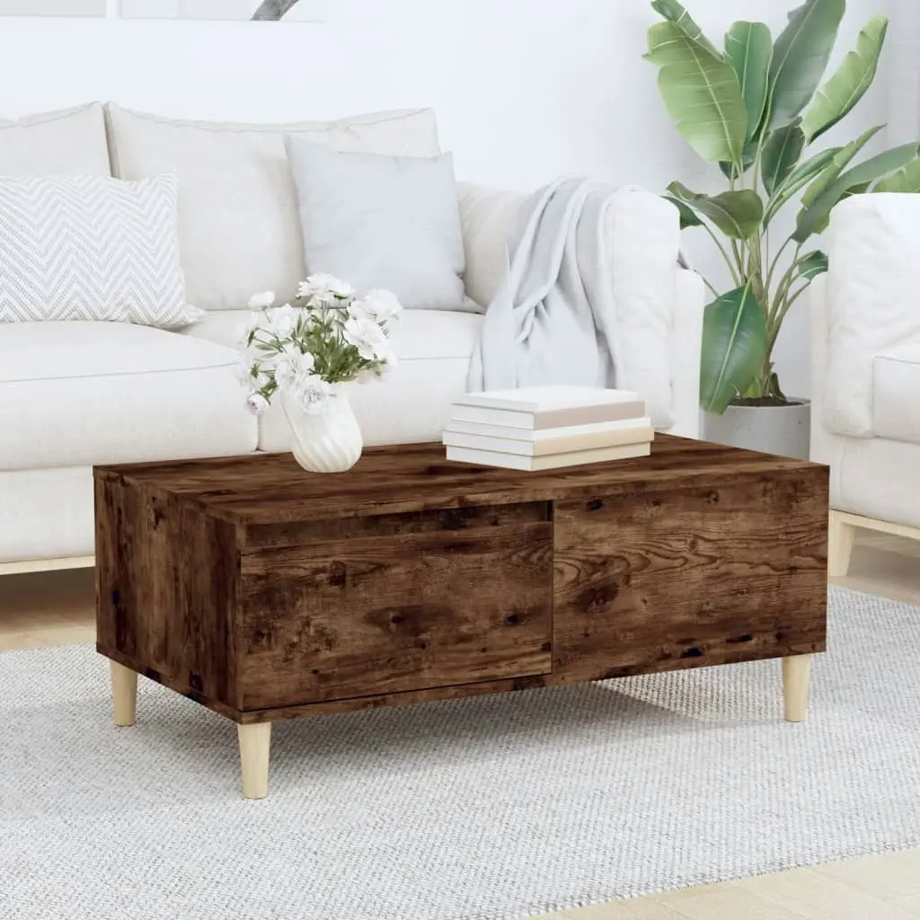 Coffee Table Smoked Oak 90x50x36.5 cm Engineered Wood 821113