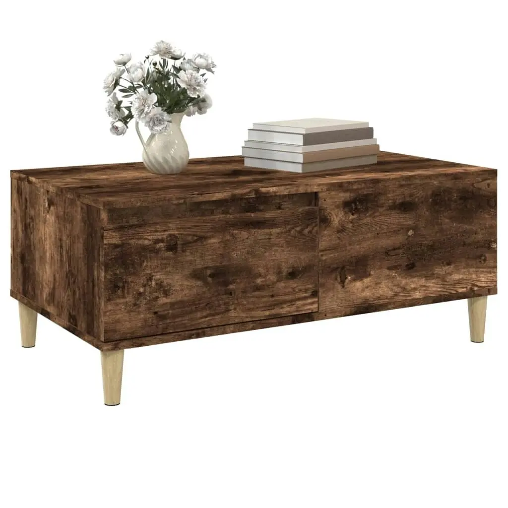 Coffee Table Smoked Oak 90x50x36.5 cm Engineered Wood 821113