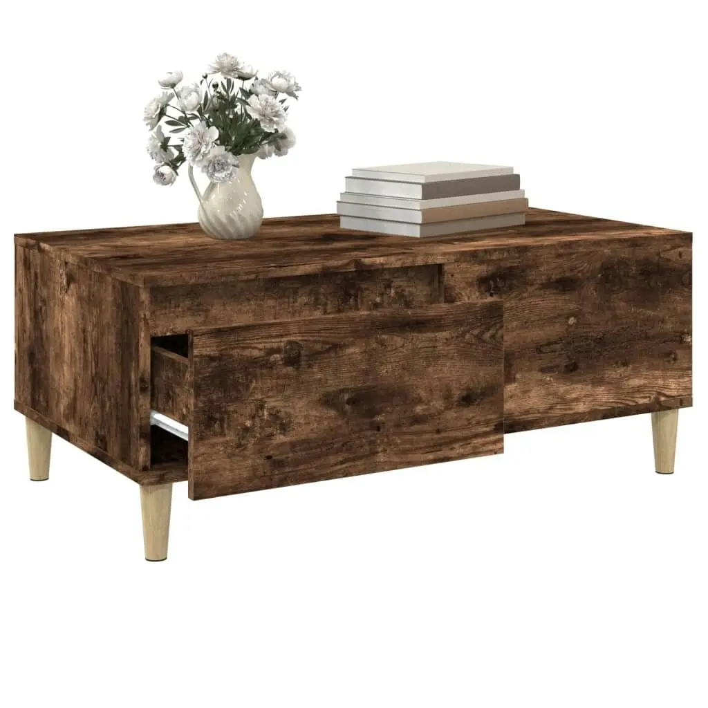 Coffee Table Smoked Oak 90x50x36.5 cm Engineered Wood 821113