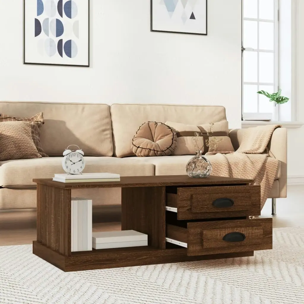 Coffee Table Brown Oak 90x50x35 cm Engineered Wood 816247