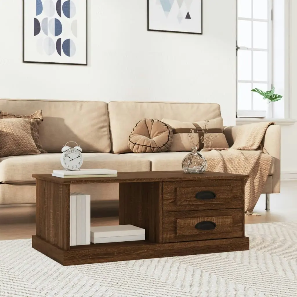 Coffee Table Brown Oak 90x50x35 cm Engineered Wood 816247