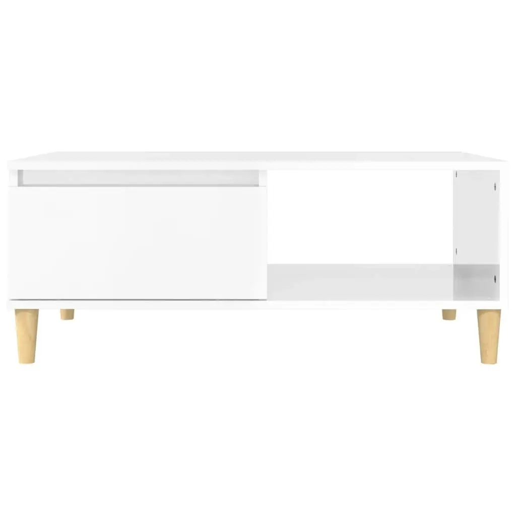 Coffee Table High Gloss White 90x50x36.5 cm Engineered Wood 821046