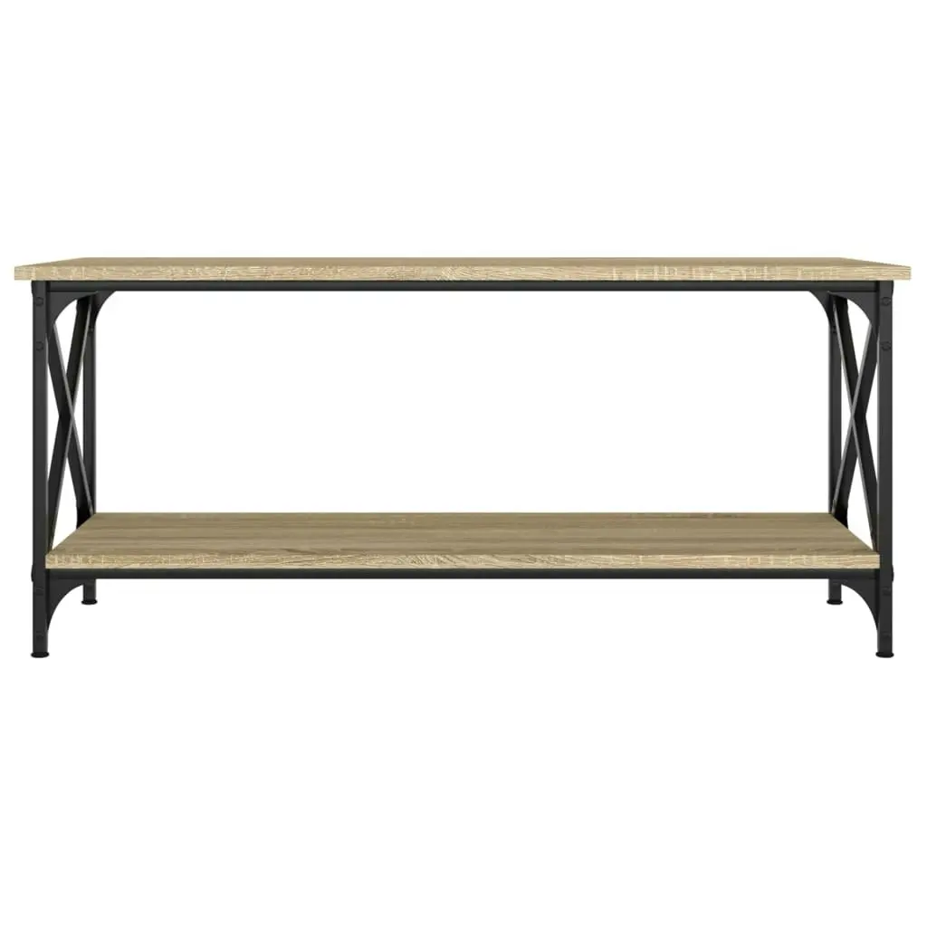 Coffee Table Sonoma Oak 100x45x45 cm Engineered Wood and Iron 823313