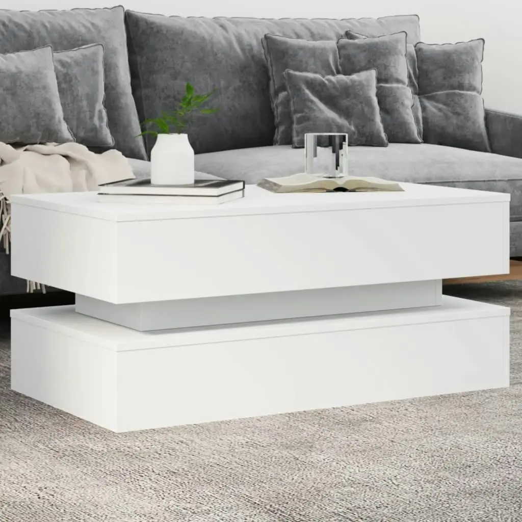 Coffee Table with LED Lights White 90x50x40 cm 839861