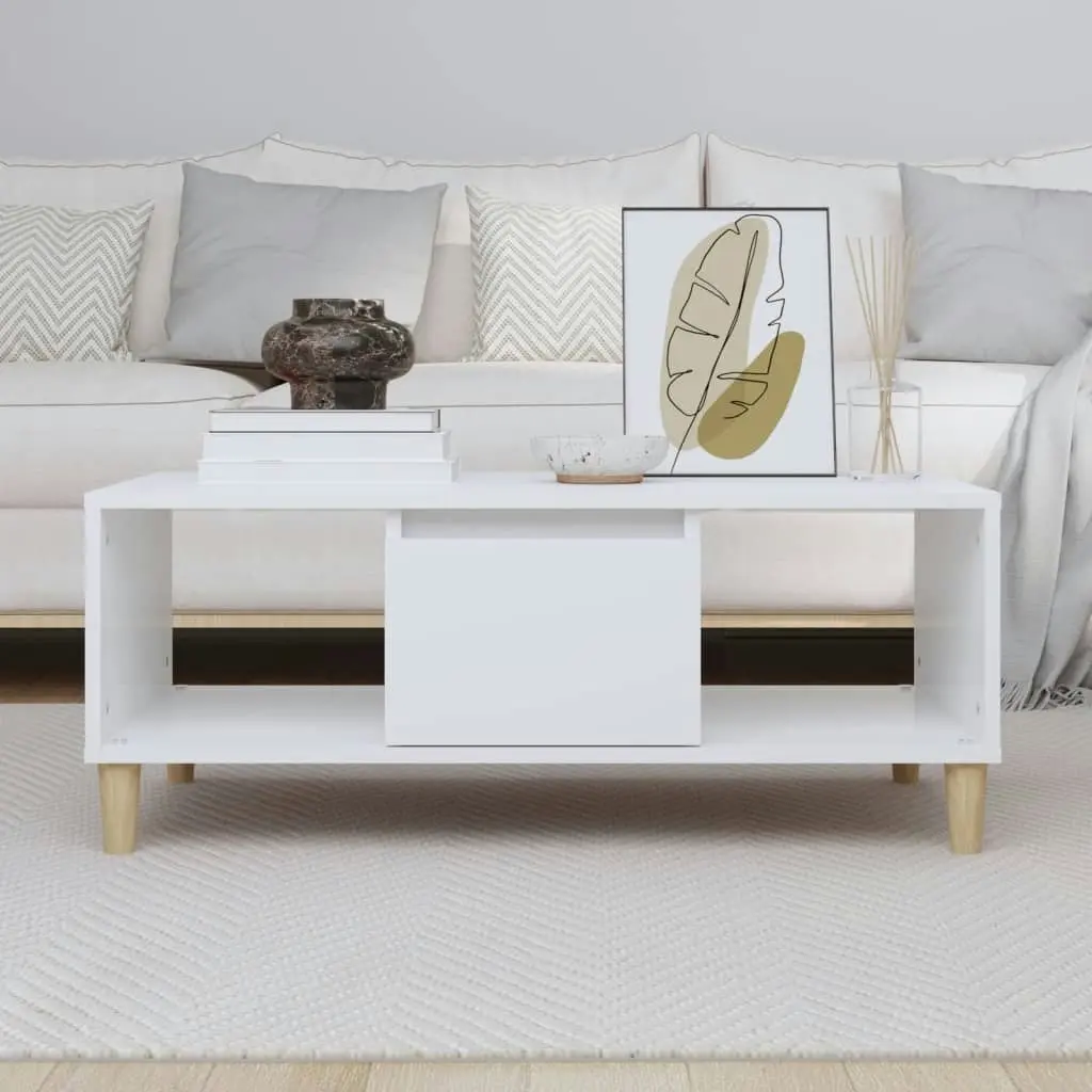 Coffee Table White 90x50x36.5 cm Engineered Wood 821060