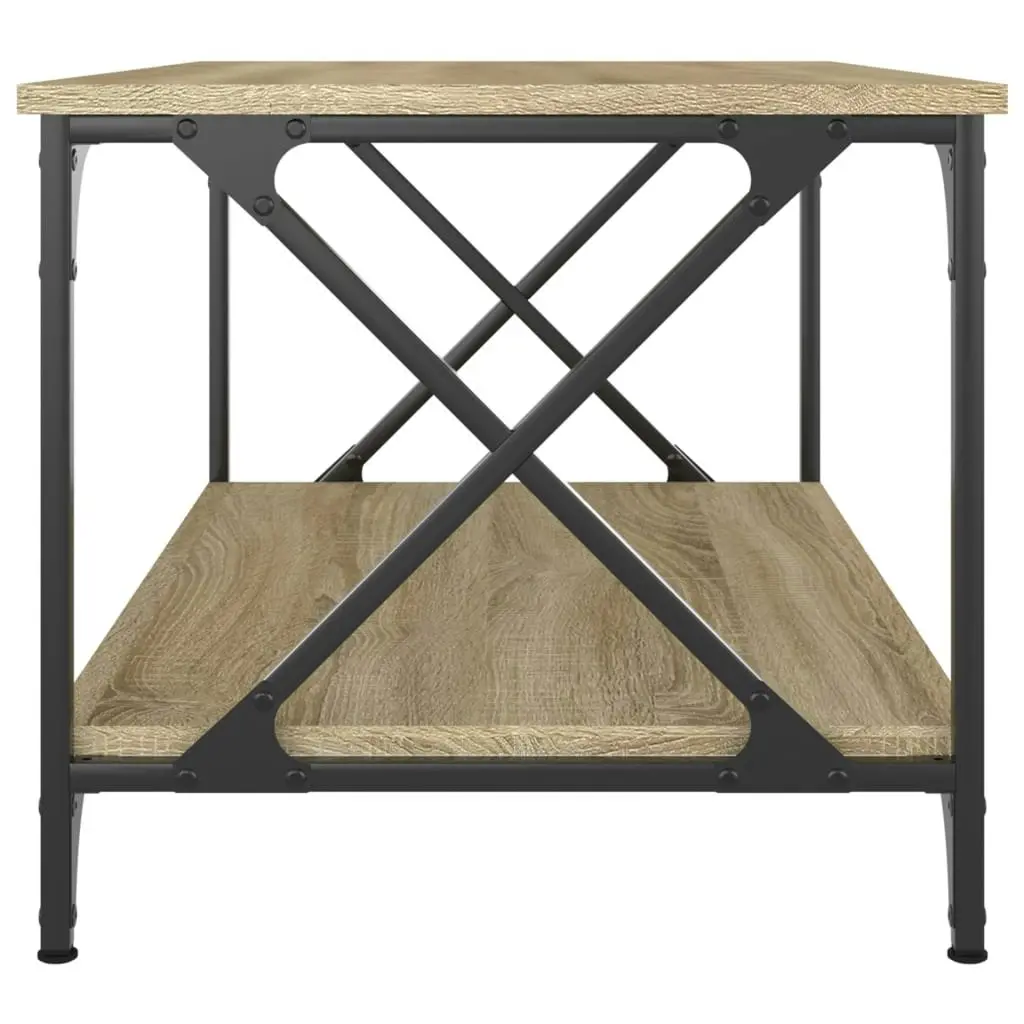 Coffee Table Sonoma Oak 80x50x45 cm Engineered Wood and Iron 823318