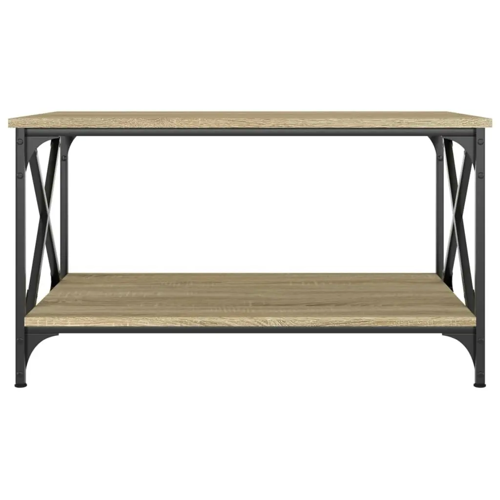 Coffee Table Sonoma Oak 80x50x45 cm Engineered Wood and Iron 823318