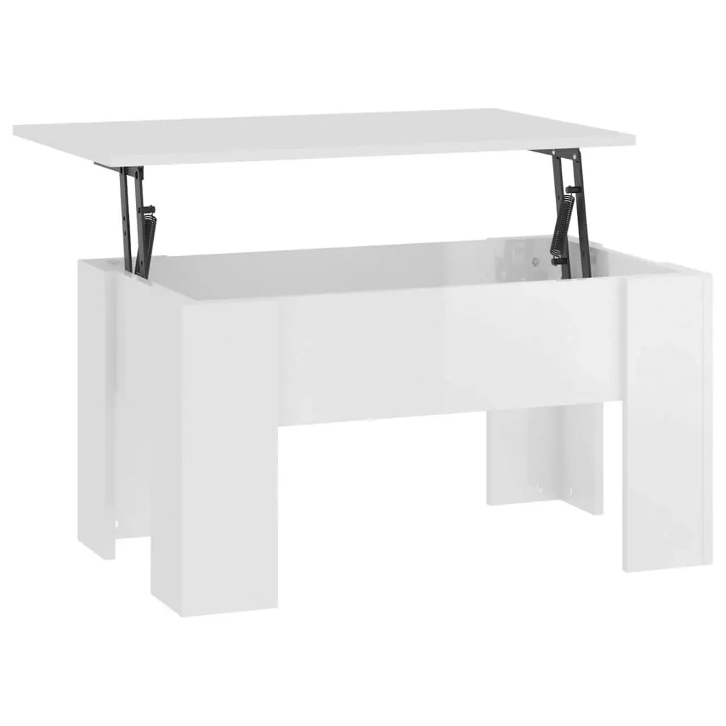 Coffee Table High Gloss White 79x49x41 cm Engineered Wood 809698