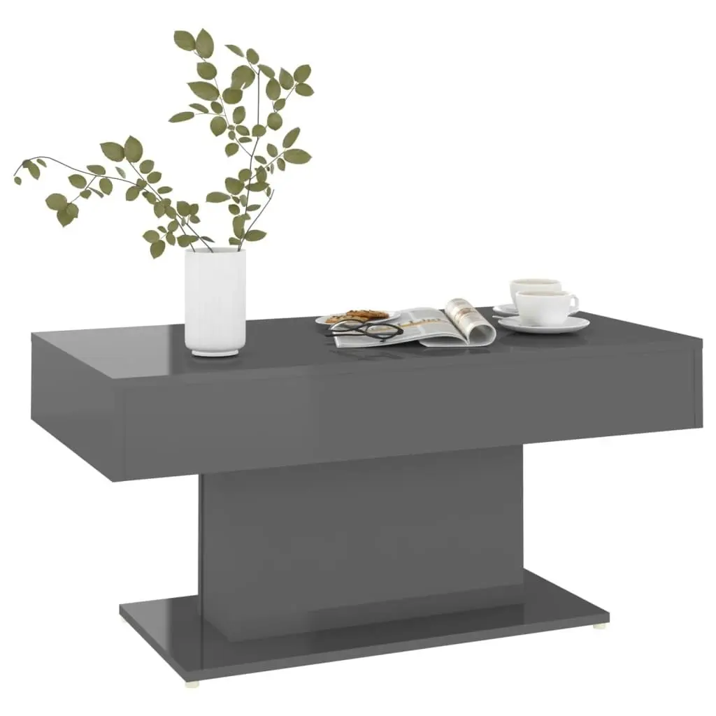 Coffee Table High Gloss Grey 96x50x45 cm Engineered Wood 806839