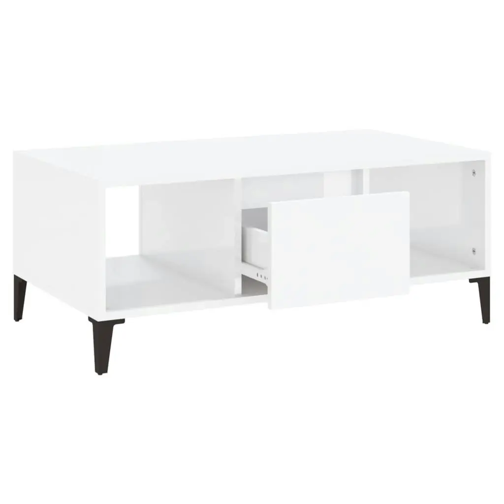 Coffee Table High Gloss White 90x50x36.5 cm Engineered Wood 821070