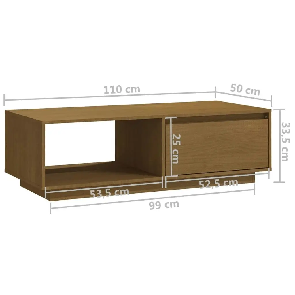 Coffee Table Honey Brown 110x50x33.5 cm Solid Pinewood 809885