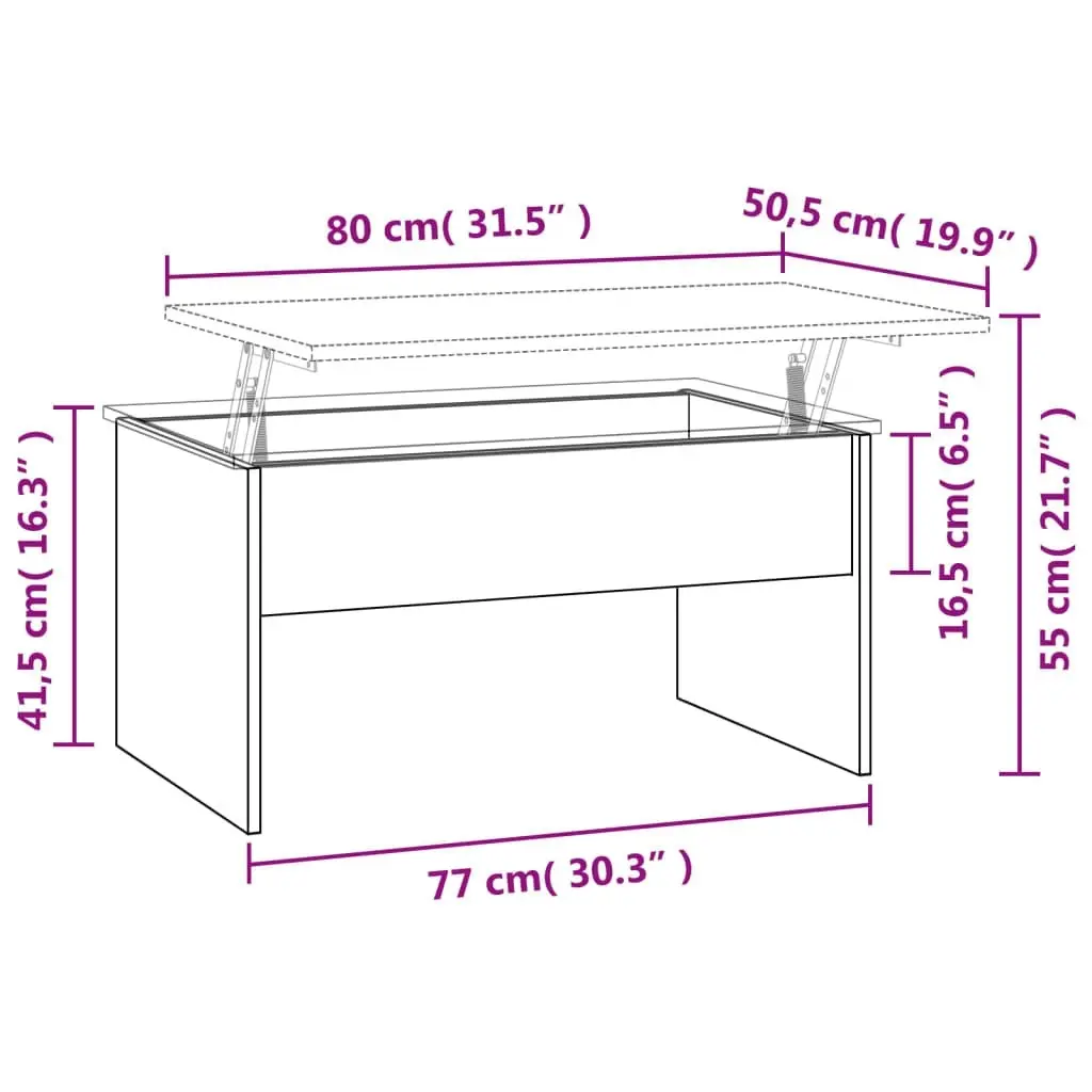 Coffee Table White 80x50.5x41.5 cm Engineered Wood 809638