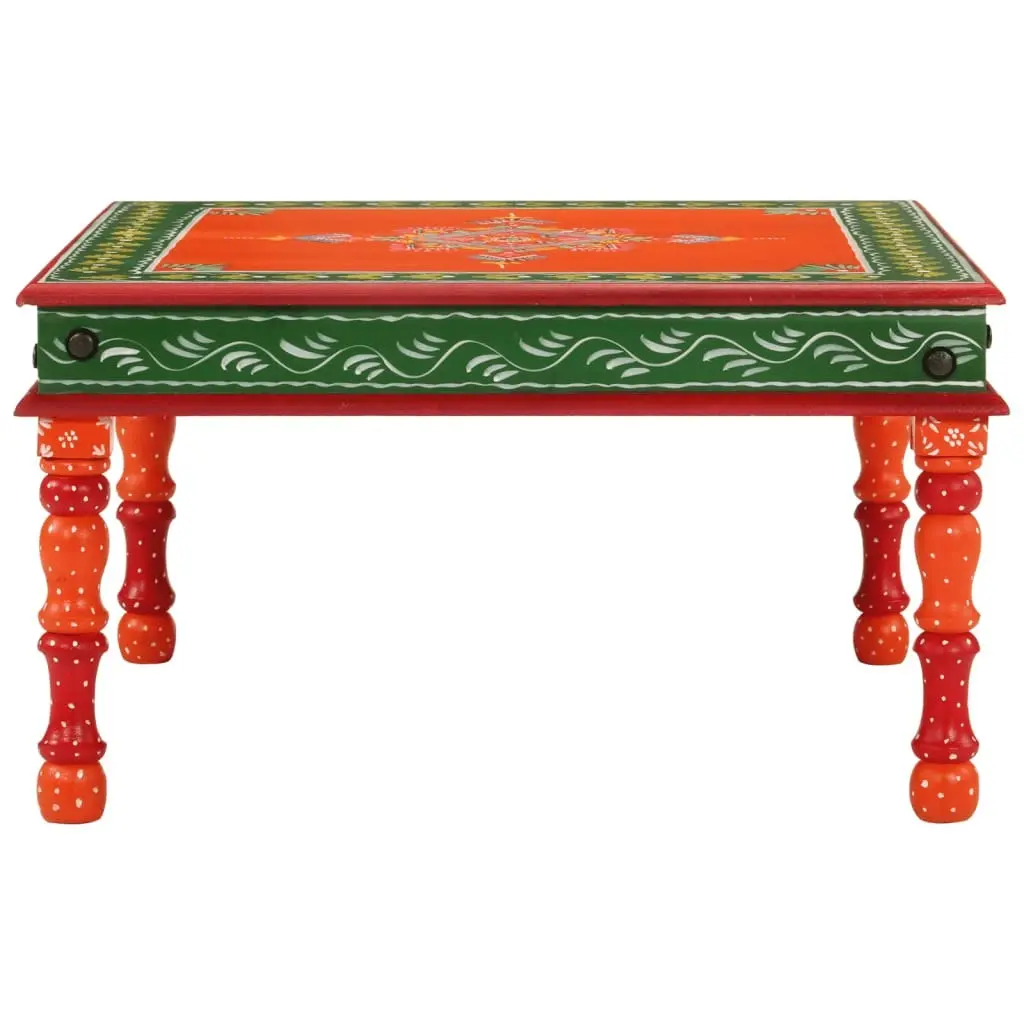 Coffee Table Orange Hand Painted Solid Wood Mango 353765