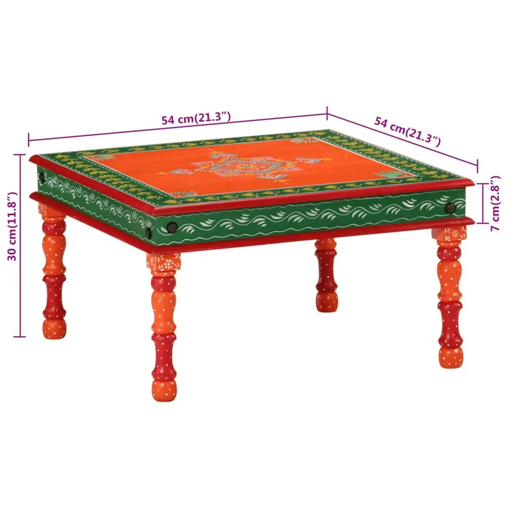 Coffee Table Orange Hand Painted Solid Wood Mango 353765