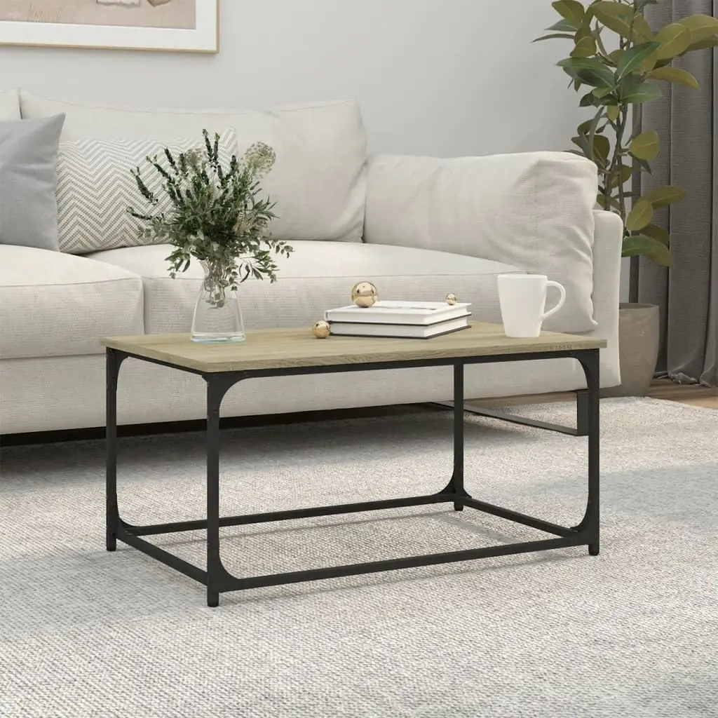 Coffee Table Sonoma Oak 80x50x40 cm Engineered Wood and Iron 823293