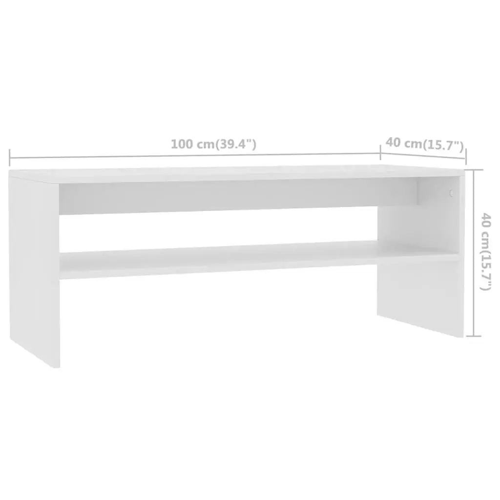 Coffee Table White 100x40x40 cm Engineered Wood 800126