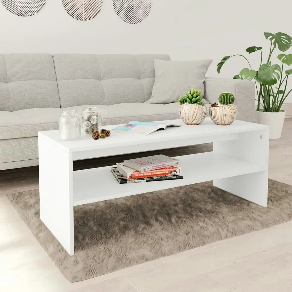 Coffee Table White 100x40x40 cm Engineered Wood 800126