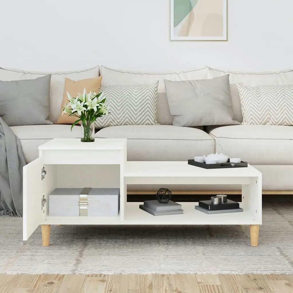 Coffee Table White 100x50x45 cm Engineered Wood 821124