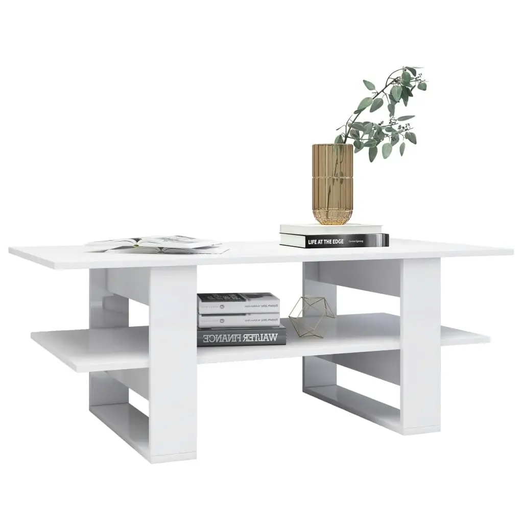 Coffee Table High Gloss White 110x55x42 cm Engineered Wood 800546