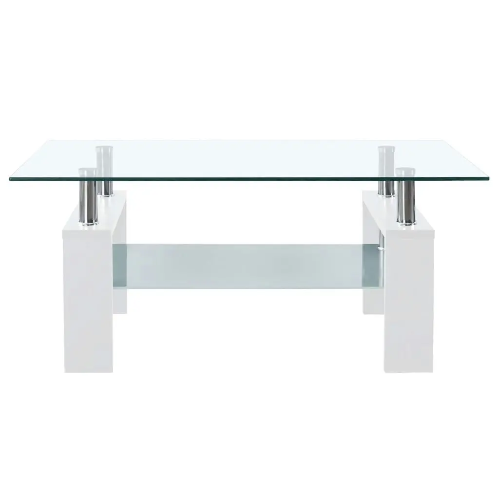 Coffee Table White and Transparent 95x55x40 cm Tempered Glass 330304