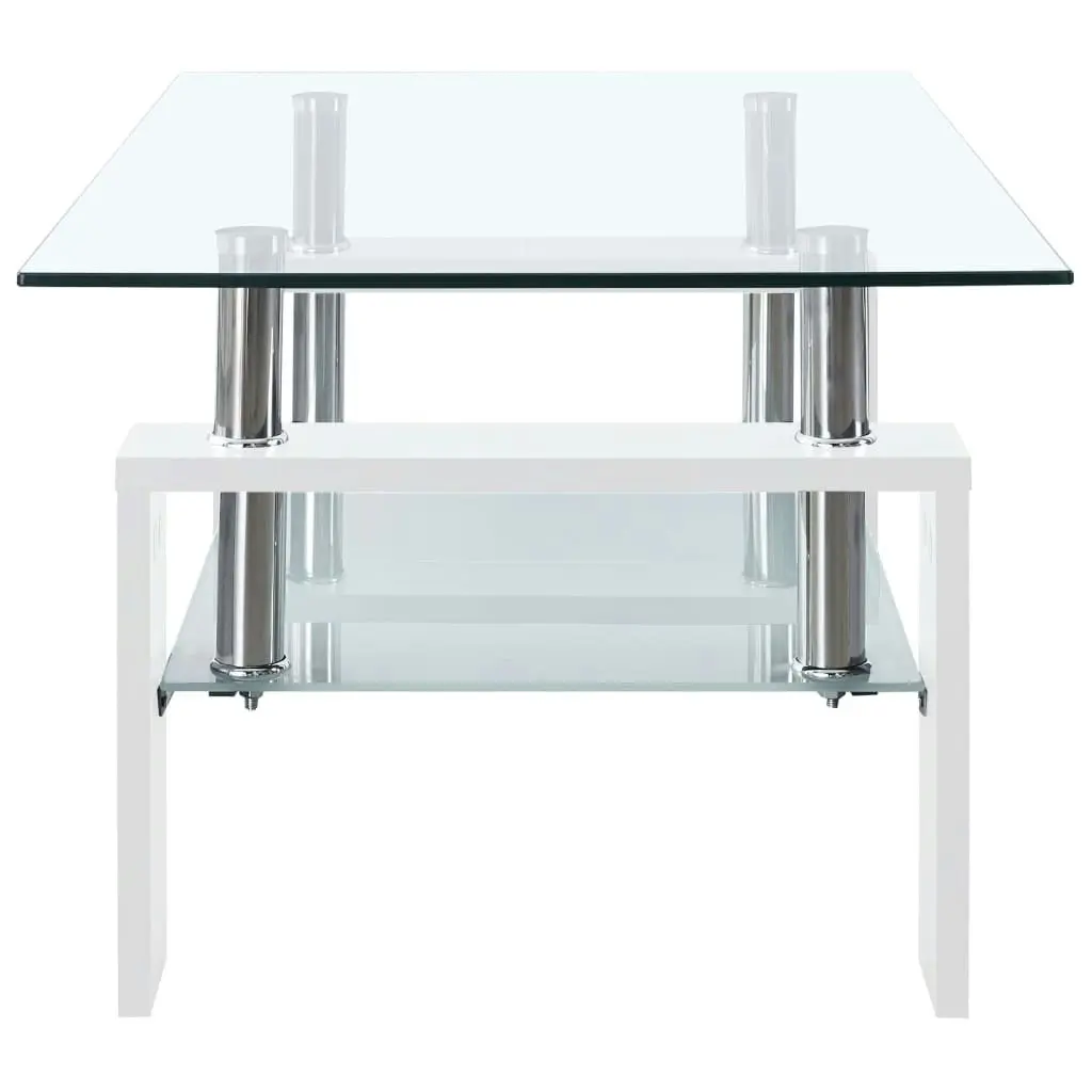 Coffee Table White and Transparent 95x55x40 cm Tempered Glass 330304