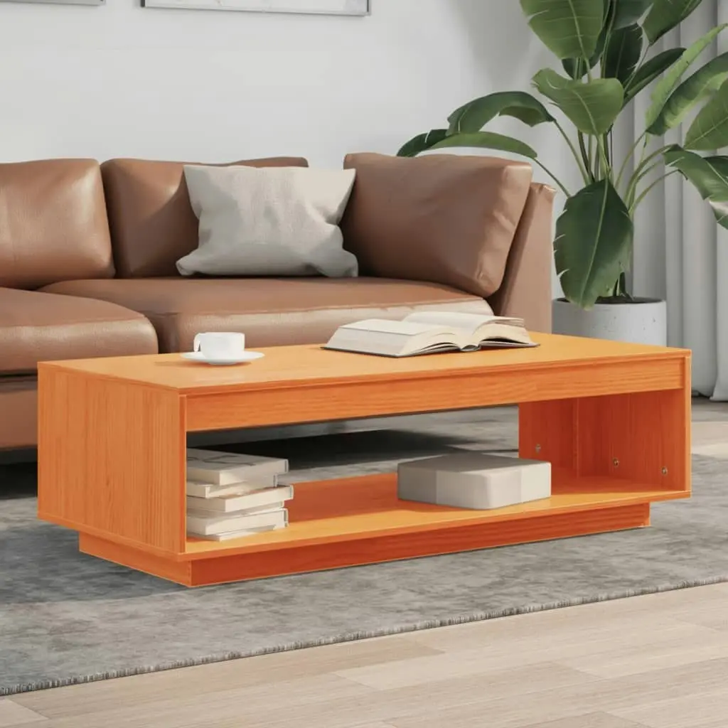 Coffee Table Wax Brown 110x50x33.5 cm Solid Wood Pine 844135