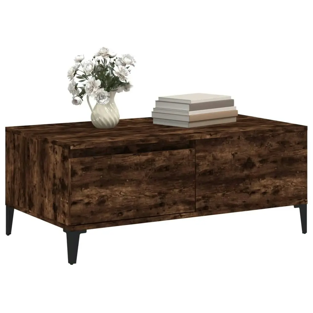 Coffee Table Smoked Oak 90x50x36.5 cm Engineered Wood 821121