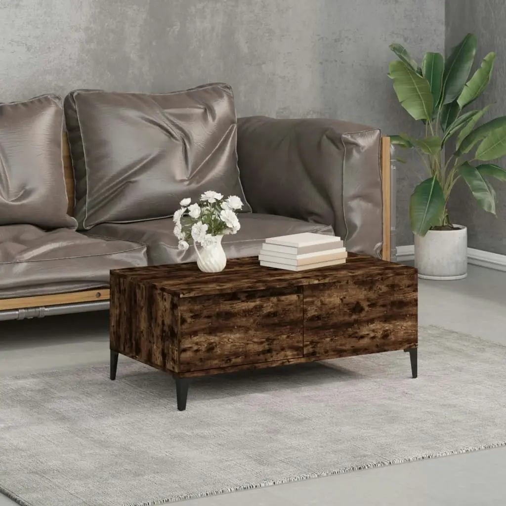 Coffee Table Smoked Oak 90x50x36.5 cm Engineered Wood 821121