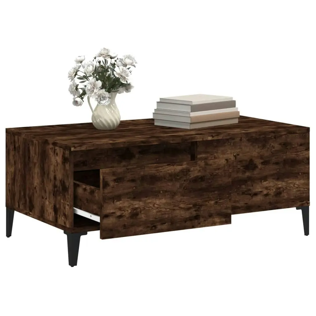 Coffee Table Smoked Oak 90x50x36.5 cm Engineered Wood 821121