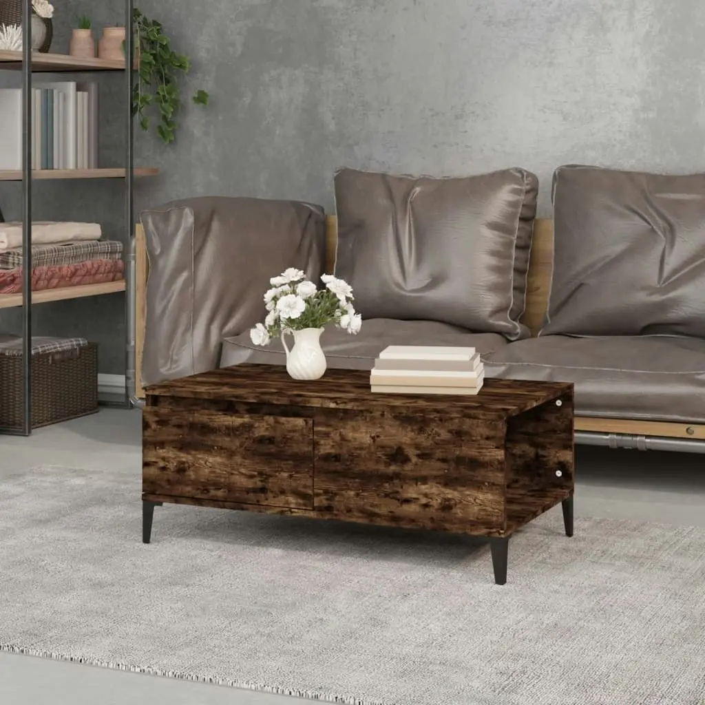 Coffee Table Smoked Oak 90x50x36.5 cm Engineered Wood 821121