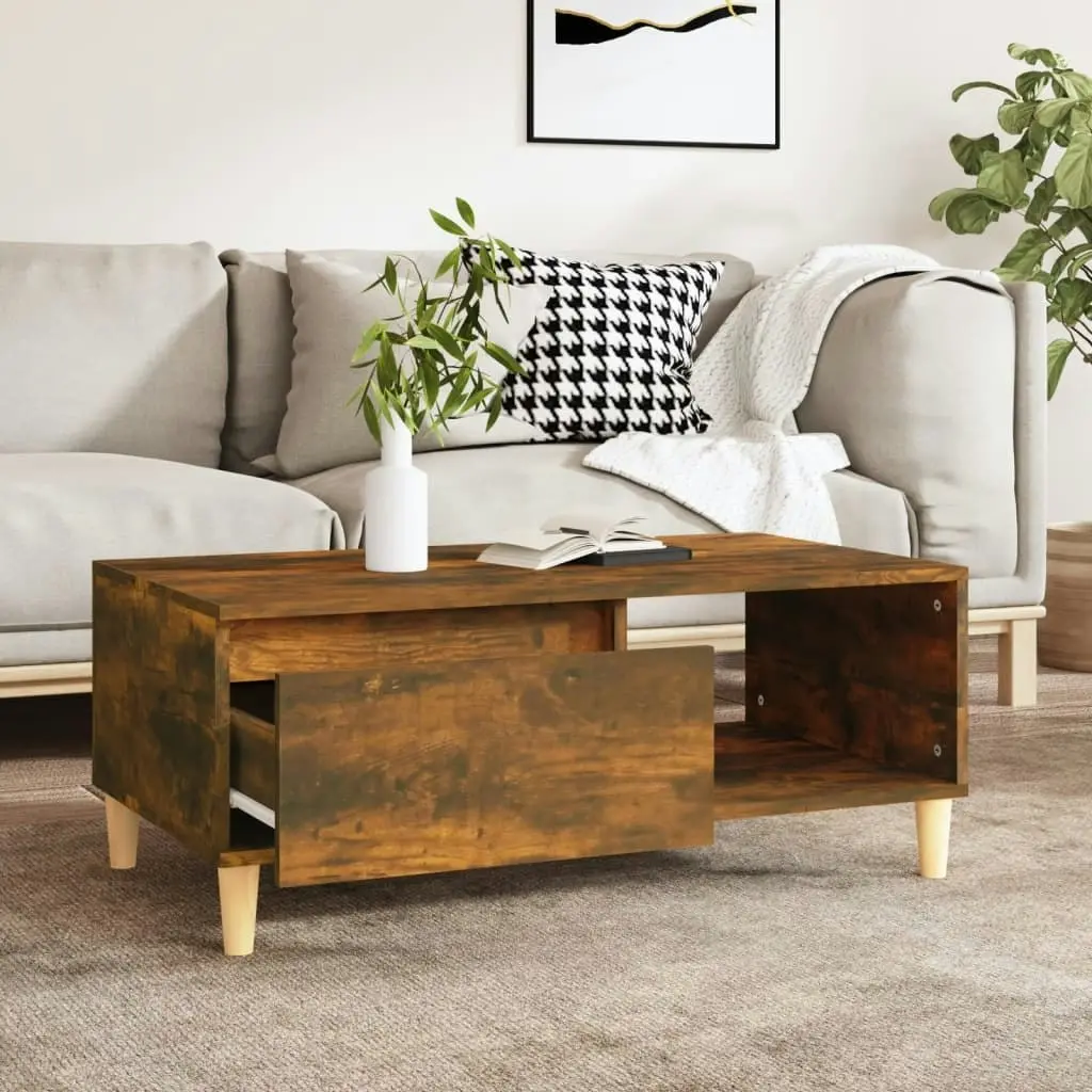 Coffee Table Smoked Oak 90x50x36.5 cm Engineered Wood 821049