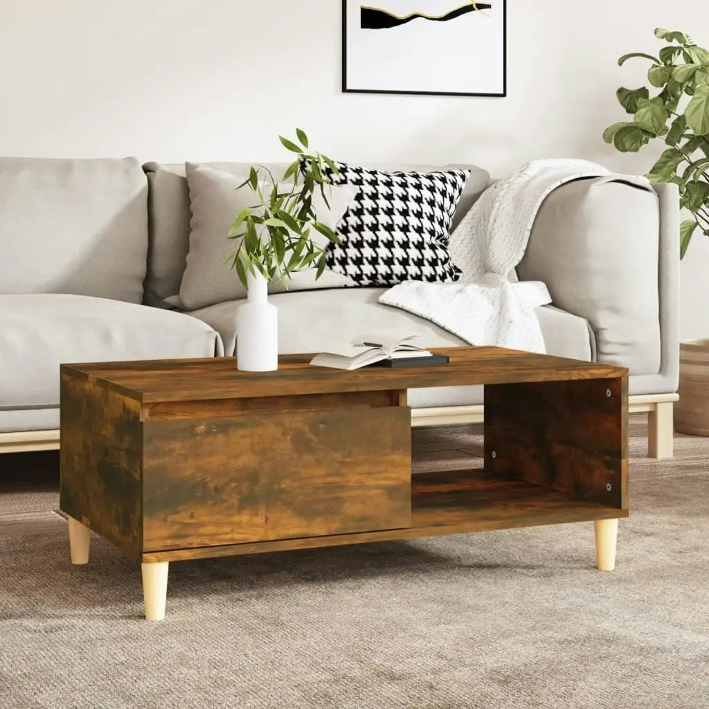 Coffee Table Smoked Oak 90x50x36.5 cm Engineered Wood 821049