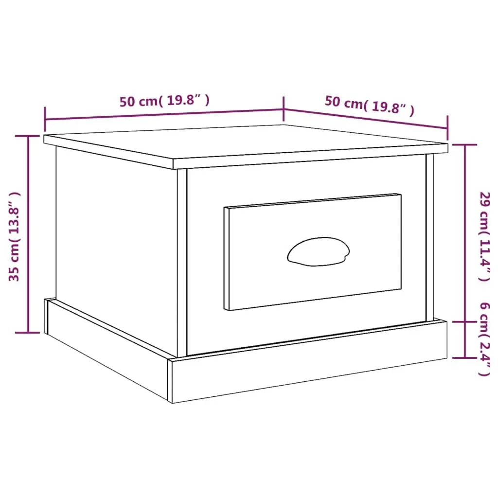 Coffee Table White 50x50x35 cm Engineered Wood 816248