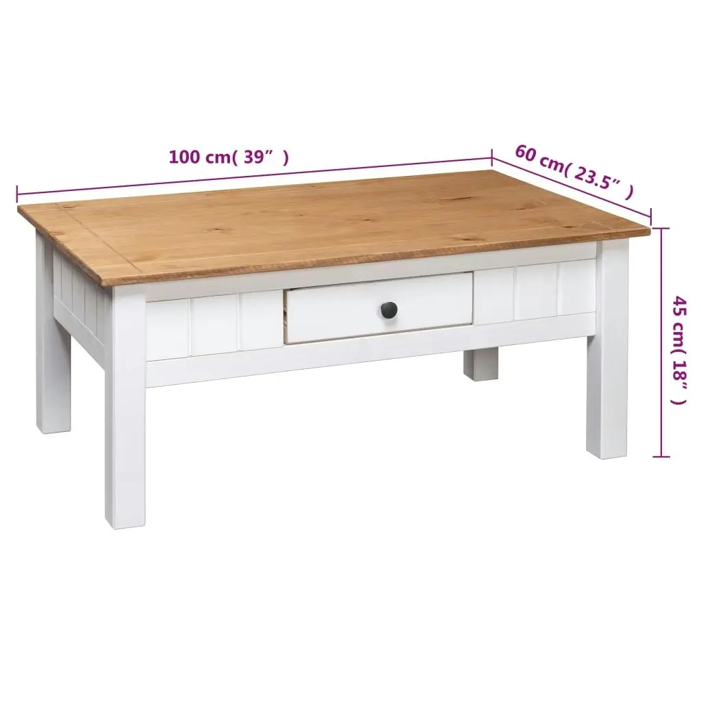 Coffee Table White 100x60x45 cm Solid Pine Wood Panama Range 282684