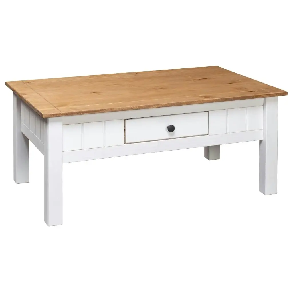 Coffee Table White 100x60x45 cm Solid Pine Wood Panama Range 282684